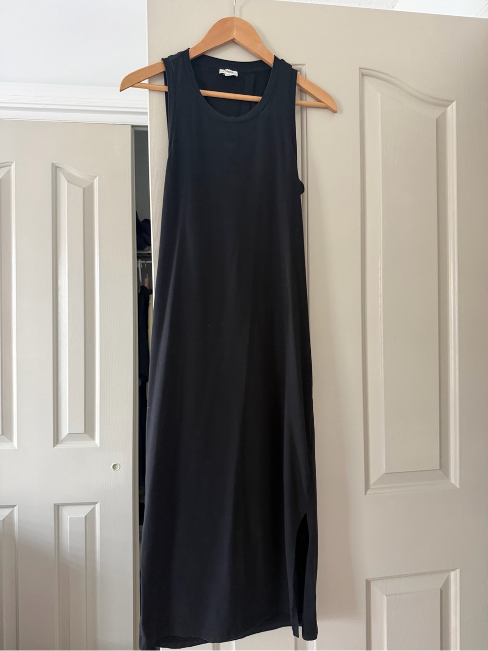 J. Crew Black Sleeveless Maxi Dress with Side Slit